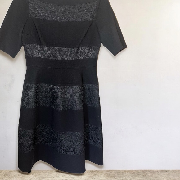 rickie freeman Teri Jon Women’s Black Tiered with Lace Detail Formal Dress Sz-8 - Picture 3 of 9